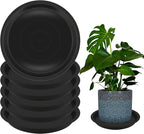 6 Pack 12 Inch Round Plant Saucers for Less 10 Inch Pot Indoors Outdoors Plant Trays for Pots Planter Saucer Plastic Drip Tray Planter Water Tray (Black, 11.8"(6pcs))