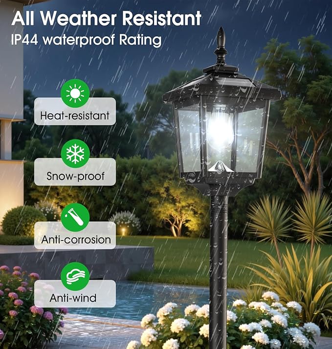 68" Solar Lamp Post Lights Outdoor,2-Pack 6000K Dusk to Dawn Solar Light Posts,Waterproof Outdoor Lights for Garden, Patio, Lawn, Pathway, Driveway, Front Porch Decor(Cool White)