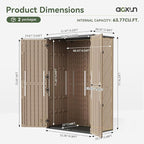 Aoxun Outdoor Storage Shed, 64 Cu.Ft Vertical Storage Sheds Outdoor with Floor, Outdoor Waterproof Storage Cabinet for Garage Storage, Pool Storage (Brown)