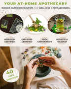 Tactiko Survival 40 Medicinal & Tea Herb Seeds Variety Pack, Indoor & Outdoor Herbal Garden Kit, USA Grown Heirloom Non-GMO, Herbal Seeds for Teas, Resealable Mylar Bag for Long-Term Storage