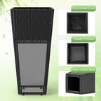 Giantex Set of 2 Outdoor Wicker Flower Pot, 30 Inch Tall Planters with Drainage System, PE Rattan Flower Pots, Indoor Outdoor Decoration for Front Porch Balcony Entryway