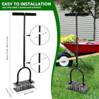 Lawn Aerator, Automatic Dirt and Leaf Clean Design, Heavy Duty Manual Lawn Aerator Tool with 15 Iron Spikes, Height Adjustable, Yard Grass Aerator for Lawn(Black)
