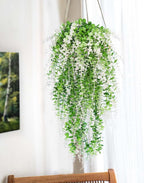 RECUTMS Fake Monkey Plants Hanging Eucalyptus Vines Fake Vines Faux Hanging Plants for Outdoor Garden Yard Backdrop Decor Indoor Room Table Wall Home Hanging Decoration(White)