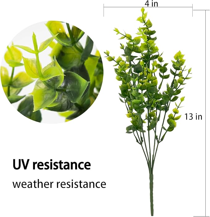 8 Bundles UV Resistant & Non-Fading Artificial Boxwood Shrubs - Fake Greenery Plants for Outdoor Indoor, Farmhouse, Garden, Porch, Patio, Wedding Decoration