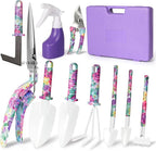 Gardening Gifts for Women, Gardening Tools for Mom Grandma Wife, 10 Pcs Garden Supplies mit Protable Case, Ergonomic Handle Trowel Rake Weeder Pruner Shears Sprayer Present Purple