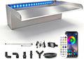 LONGRUN Stainless Steel Waterfall Spillway, APP Control Multi-Color LED Light Outdoor Pool Fountain, Water Spillway Koi Pond Waterfalls Fountains Kit for Garden Patio Swimming Pool Decoration-11.8"