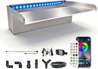 LONGRUN Stainless Steel Waterfall Spillway, APP Control Multi-Color LED Light Outdoor Pool Fountain, Water Spillway Koi Pond Waterfalls Fountains Kit for Garden Patio Swimming Pool Decoration-11.8"
