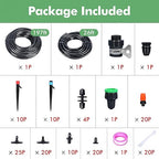 ASEVAT Drip Irrigation System Kit, 26FT+197FT Garden Watering System with Hose Distribution Tubing Drip Emitters Connectors,Automatic Drip Irrigation Kit for Plant,Greenhouse, Yard,Lawn,Patio