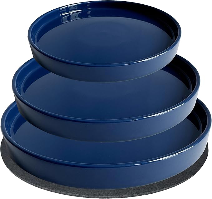 Yukfona Ceramic Plant Saucer Pot Tray 6, 8, 10 Inch Blue, Planter Saucers for Indoors Outdoor, Durable Sturdy Flower Drainage drip Water Tray for Glazed Pots Base