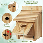 NATUREYLWL Outdoor Wooden Bird House, Birdhouse DIY Assembly Kit, Durable Bluebird Nesting Box with Cleaning Door, Weather-Resistant Garden Decor for Small Wild Birds