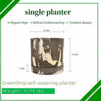 GreenShip 11.7″ Cylinder Planters with Drainage Hole and Planter Saucer, Jun Porcelain Clay & Recycled Resin, Decorate Home,Office & Outdoor