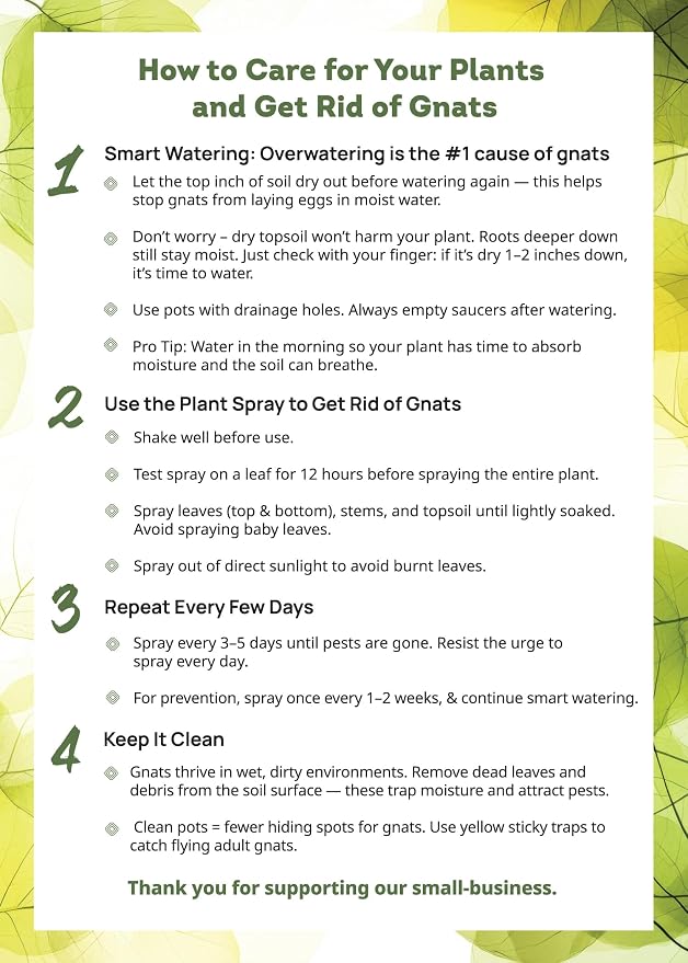 Kate's Home & Garden Plant Spray for Insects & Getting Rid of Gnats with 12 Sticky Traps. Fungus Gnat Killer & Bug Spray for Indoor Plants (16oz, Peppermint, Pet Safe, Non Toxic)