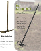 Garden Hoe, 60 Inch Adjustable 2-in-1 Hoe Garden Tool, Sharp Blade for Weeding & Soil Loosening in Garden & Yard