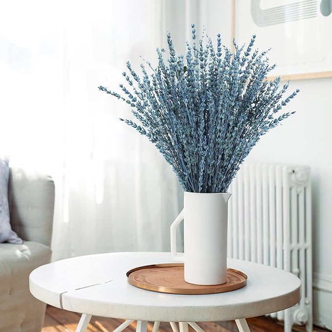Uieke Dried Lavender Flowers, 16" Preserved Dried Lavender Bundles Blue Flowers Bouquet for Shower Weeding Home Fragrance Vase Crafts Decor, 200g(7.05oz)
