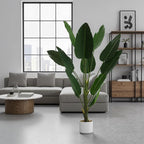 4FT Artificial Banana Tree in Pot, Decorative Evergreen Faux Bird of Paradise Plant, Fake Tropical Traveler's Palm Tree, Indoor House Plants for Living Room Porch Entryway Office