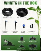 Breeze Touch 230FT Drip Irrigation System, Manual Garden Watering Kit with 6-Way Connectors, 1/2" & 1/4" Distribution Tubing for Greenhouse, Yard & Potted Plants, Precision Irrigation for Large Garden