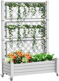 Durable Resin Raised Garden Bed with Drainage Holes & Reinforced Corners - Lightweight Flower Boxes Outdoor for Vegetables, Herbs, and Patio Garden Enclosure System (Ashen, 43.43*18.27*64.29)