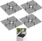 4 Pcs Plant Pot Cover Plant Protector from Animal 30cm/11.8" Plant Pot Grid with Center Cutout Flower Cover Soil Protectors for Plants (Black)