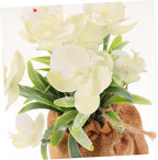Cabilock Artificial Phalaenopsis Orchid Vase Faux Orchid Flowers Bonsai Creative Bag Potted Fake Flower Decor for Living Room Kitchen Bedroom Wedding Office Table Centerpiece