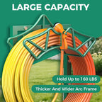 Garden Hose Holder with 2 Tool Hooks, Heavy-Duty Freestanding Hose Holder Holds 160Ft Hoses, Rustproof Freestanding Hose Stand with 4 Spikes Water Hose Hanger Storage Reel Rack for Outside, Yard, Lawn