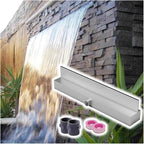 Stainless Steel Waterfall Fountain Kit for Patio & Pond, Recessed Wall Sprayer Spillway Box with Pipe Connector, Perfect for Backyard Water Features