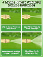 49ft Drip Irrigation System - Includes 15pcs 360° Adjustable Sprayers, 5/16" PE Tubing, 1/2" & 3/4" Faucet Adapters, Automatic Garden Watering Sprinkler System Kit for Raised Bed Plants Lawn
