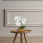 Ziwon Artificial Orchid Flowers & Plants Potted in Ceramic Pot, White Faux Phalaenopsis Orchids for Table Centerpiece, Realistic Fake Flower Arrangement for Home Office Decor Indoor