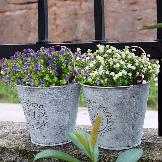 12 Bundles Artificial Flowers Faux Outdoor Plastic Plants UV Resistant Shrubs,Artificial Plants Spring Decorations for Patio Outdoor Fake Plants Spring Decorations for Home Front Porch Decor(Purple)