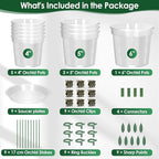 9 Pack Plastic Orchid Pots with Holes, 4, 5, 6 Inch Clear Orchid Pots for Repotting with Saucers Drainage and Plant Stakes, Large Small Breathable Orchids Planter Plant Pot