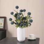 VIERENA 6 Pcs Faux Silk Pompon Mum Artificial Flowers for Vase -27", Bulk Fake Chrysanth Branches with Stems for DIY Bouquet Centerpieces Wedding Fillers Arrangements Shower Decorations (Dark Blue)