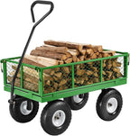 VEVOR 680 Lbs Steel Garden Cart on Wheels, Heavy Duty Garden Wagon Cart Pullable, Metal Outdoor Utility Yard Wagon Carts with 10" Tires, Mesh Removable Sides and 180°Rotating Handle