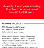 Burpee Fast Blooming 25,000 Non-GMO Planting, 1 Bag Easy Grow Wildflower Seed Mix Contains 14 Flower Varieties for Home Garden
