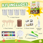 Paint & Plant Flower Growing Kit for Kids - Easter Gifts for Kids Gardening Set with 4 Pots - Unique Birthday, Crafts & Arts, Gardening Gifts for Girls & Boys, Ages 5, 6, 7, 8-12 Years Old