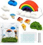 21 Pcs Jumping Spider Enclosure Accessories Kit - Magnetic Rainbow Cloud Hideout & Feeding Bowl, Mushroom Platform Ledges, Climbing Nets, Moss - Aesthetic Habitat Decor for Resting and Exploration
