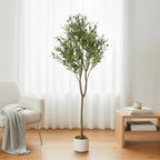 4.3FT Olive Trees Artificial Indoor, Potted Fake Olive Tree with Silk Leaves & 44 Fruits, Decorative Floor Plant for Living Room Indoor Outdoor Office Decor