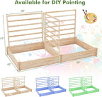 HAPPYGRILL Raised Garden Bed with 3 Trellises, Outdoor Wood Raised Bed w/ 2 Planter Boxes for Flowers, Vegetables, Fruits Climbing Vines, Elevated Garden Box for Yard Patio, 88" L x 45" W x 43" H