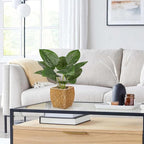 Briful Fake Plants Potted Fern Artificial Plants Indoor Realistic Greenery Faux Plants in Square Plastic Rattan Baskets for Home Decor Farmhouse Office Weddings