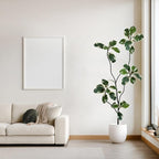 AfanD 6FT Artificial Rubber Tree – Realistic Variegated Ficus with Natural Trunk, Faux Indoor Plant for Living Room, Office, Bedroom & Commercial Decor, No Maintenance
