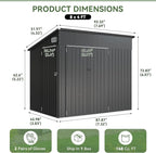 Aoxun 7.5'x4' Triple Door Shed Outdoor Storage Shed with Three Lockable Door Metal Storage Cabinet with Slopping Roof for Tools Bicycles Storage for Garden, Backyards (Black)
