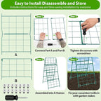 ROADPLUM 2 Pack Cucumber Trellis for Raised Garden Bed, Outdoor Sturdy Metal A-Frame Cucumber Trellis Support for Climbing Plants Vegetables with Accessories, Easy Installation & Easy Harvesting