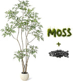 GarveeHome Artificial Plants Indoor,7 ft Tall Faux Floor Plant in Pot, Nandina Artificial Tree with White Planter for Home Decor Office Living Room
