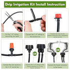 Drip Irrigation Kit, Drip Irrigation System for Garden with 1/4" Irrigation Tubing DIY Saving Water Automatic Watering System for Garden, Greenhouse, Flower Bed, Patio, Lawn