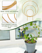 Unique Round Hoya Trellis, 3 Pcs Different Small Houseplant Trellis for Indoor Climbing Plant, Garden Trellis Plant Support for Potted Ivy and Flowers Outdoor(Gold)