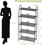 VyGrow 5 Tier Plant Stand Indoor Outdoor, Heavy Duty Plant Shelf, Metal Mesh Tall Plant Stands Holder Rack for Living Room Balcony and Garden, Black