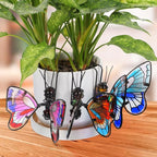 Toddmomy 3Pcs Butterfly Decorations for Plant Pots, Metal and Glass Butterfly Pot Huggers for Garden Decor, Colorful Outdoor Plant Ornaments for Patio & Spring Yard Art, Gift for Women