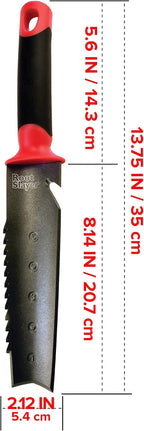 Root Slayer 16211 Garden Soil Knife with Serrated Blade for Digging, Weeding and Root Cutting, Steel Tool, Red