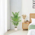 Artificial Palm Tree 4FT, Fake Tree Tall Fake Plant with White Planter, Artificial Tree Faux Floor Plant Artificial Plant Indoor for Home Office Living Room Decor