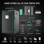 MARS HYDRO 4x4 Smart Grow Tent Kit Complete System,480W FC-E4800 APP WiFi Control Light 2646pcs LED,1680D High Reflective Mylar,with 6inch 32dB,402CFM Quiet and Energy-Efficient Ventilation System