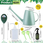 Reallnaive 6 Pcs Indoor Watering Can Set 1/2 Gallon Can 6.8 oz Spray Bottle 17 oz Squeeze Bottle Plant Watering Globes Soil Moisture Meter Small Spraying Set for Indoor Outdoor Plants(Mint Green)