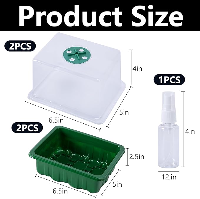 DECOHS 2 Pack Monotub Mushroom Grow Kit, 6.5" x 5" x 6.5" Small Mushroom Fruiting Chamber Propagation Boxes, Monotub Mushroom Growing Box Mini Greenhouse with Spray Bottle for Horticulture Supplies